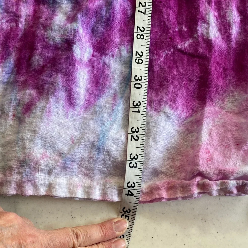 Vibrant Multicolor Linen Tie-Dye Sleeveless Dress - Picture 8 of 9